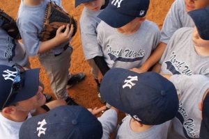 Baseball team with coach